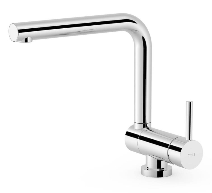 grifos-de-cocina-color-acero-inoxidable-abatible-monomando-fabricante-tres-modelo-cano-abatible